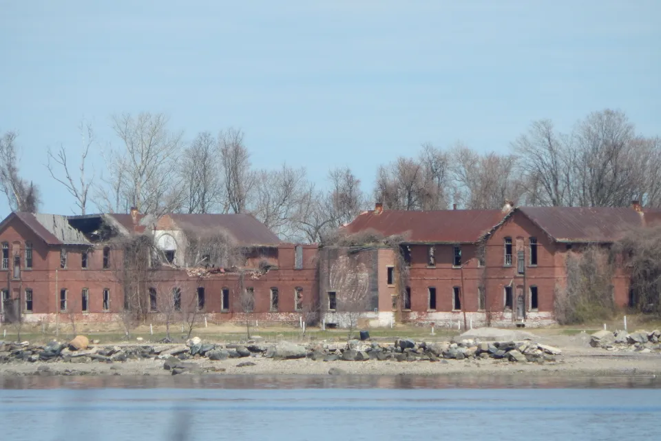 Abandoned buildings on Hart Island